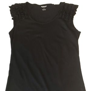 Black ruffle shoulder tank